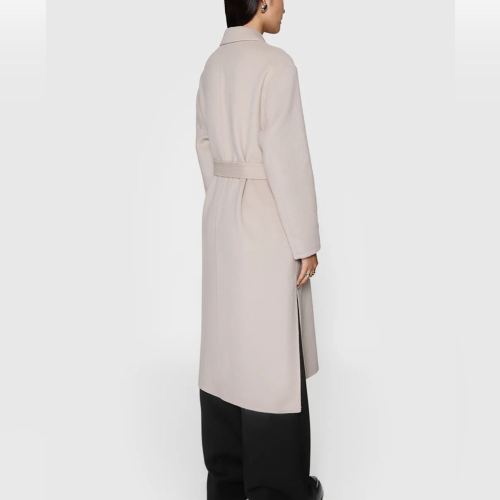 New Double Face Wool Rebecca Minkoff Chic Coat Women’s Long Stone - Picture 4 of 15